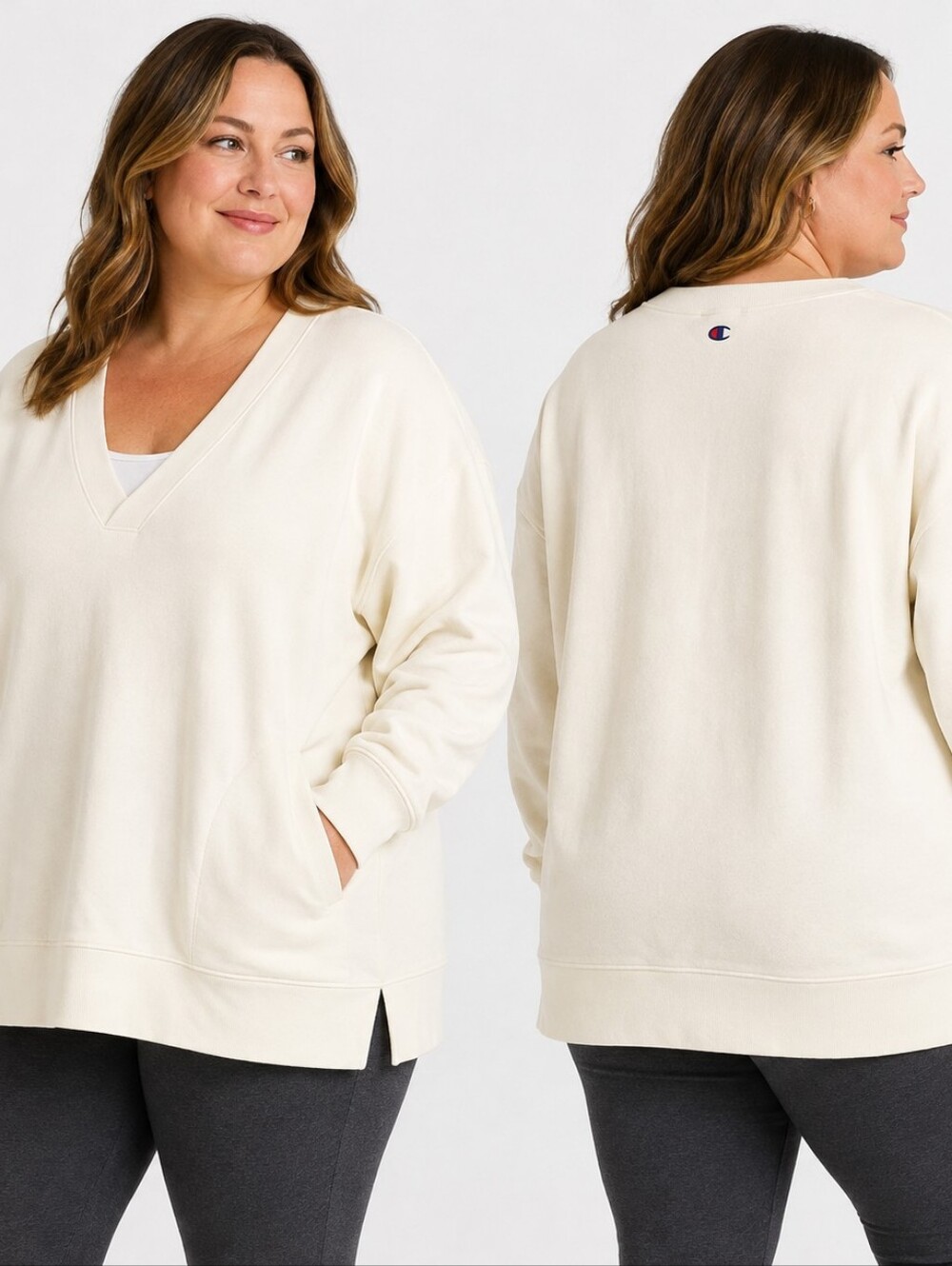 Champion Gameday Deep V Tunic Pullover XXL Cream NWT Athleisure